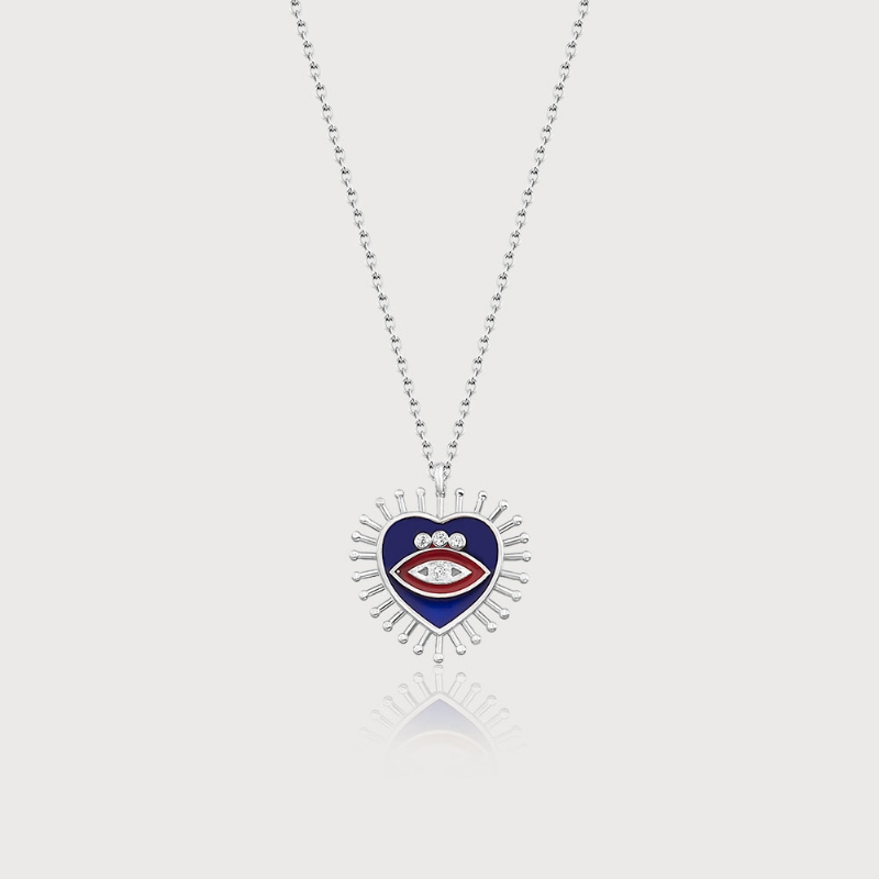 Nannas Eye Silver Necklace - Blue