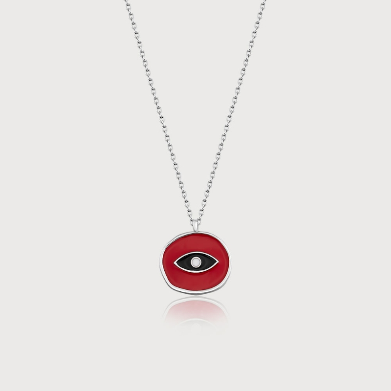 Eye of Ziggurat Silver Necklace - Red